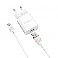 Сетевое зарядное устройство Borofone BA20A 1 USB 2.1A Type-C белое