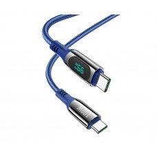 Кабель Hoco S51 з дисплеем Type-C to Type-C PD 100W 1.2m blue