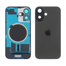 Заднє скло корпусу для Apple iPhone 16 Black (чорне) з рамкою та склом камери