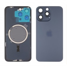 Заднє скло корпусу Apple iPhone 15 Pro Max Blue Titanium (синє) з рамкою і склом камери
