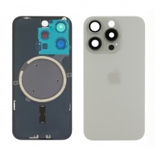 Заднє скло корпусу для Apple iPhone 15 Pro White Titanium (біле) з рамкою та склом камери