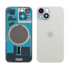 Заднє скло корпусу для Apple iPhone 15 Blue (блакитне) з рамкою та склом камери