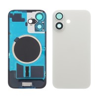 Заднє скло корпусу для Apple iPhone 16 White (біле) з рамкою та склом камери