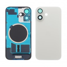 Заднє скло корпусу для Apple iPhone 16 White (біле) з рамкою та склом камери