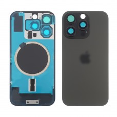 Заднє скло корпусу для Apple iPhone 16 Pro Black Titanium (чорне) з рамкою та склом камери