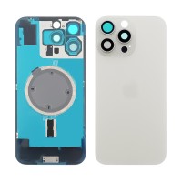 Заднє скло корпусу для Apple iPhone 16 Pro White Titanium (біле) з рамкою та склом камери