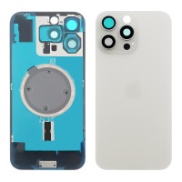 Заднє скло корпусу Apple iPhone 16 Pro Max White Titanium (біле) з рамкою і склом камери