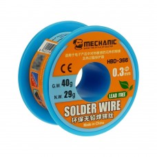 Припій Mechanic HBD-366 0,3 мм, 40 гр, Sn 99,3%, Bi 0,7% Припій Mechanic HBD-366 0,3 мм, 40 гр, Sn 99,3%, Bi 0,7%