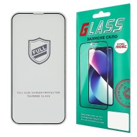 Захисне скло для Apple iPhone 13/ 13 Pro/ 14 Full Glue (0.25 мм, 2.5D, чорне) Люкс