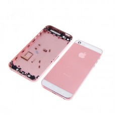 Корпус  для APPLE  iPhone 5 розовый, с белыми вставками, в комплекте с SIM-держателем и кнопками