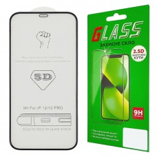 Защитное стекло для Apple iPhone 12/ 12Pro (6.1) (0.3 мм, 5D чёрное) ТОП