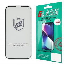 Защитное стекло для Apple iPhone 13/ 13 Pro/ 14/ 16е Full Glue (0.25 мм, 2.5D, чёрное) Люкс
