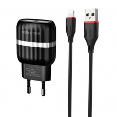 Сетевое зарядное устройство  Borofone  BA24A 2 USB 2.4A Lightning чёрное