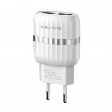 Мережевий зарядний пристрій Borofone BA24A 2 USB 2.4A біле