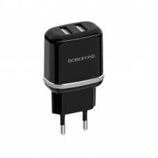 Мережевий зарядний пристрій Borofone BA25A 2 USB 2.4A чорне
