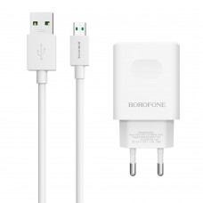 Мережевий зарядний пристрій Borofone BA32A 1 USB 18W / 3A QC3.0 Micro (7pin) біле
