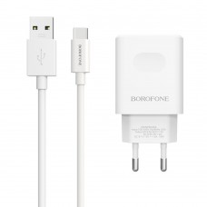 Мережевий зарядний пристрій Borofone BA32A 1 USB 18W / 3A QC3.0 Type-C біле