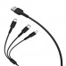 USB кабель Borofone BX16 3 в 1 Lightning/ Micro-USB/ Type-C 2.4A 1m чорний