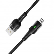 USB кабель Borofone BU17 з індикатором Micro 2.4A 1.2m чорний
