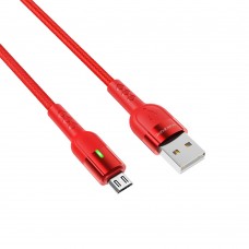 USB кабель Borofone BU17 з індикатором Micro 2.4A 1.2m червоний