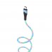 USB кабель Borofone BU19 со светящимся проводом Micro 2.4A 1m синий