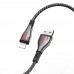 USB кабель Borofone BU23 Lightning 1,2m 2.4A чорно-сірий