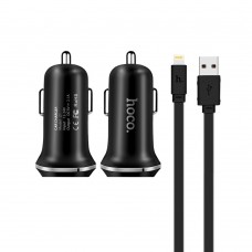 Автомобильное зарядное устройство  Hoco  Z1 2 USB 2.1A Lightning чёрное