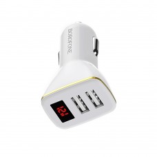 Автомобільний зарядний пристрій Borofone BZ11 2 USB 2.1A c дисплеєм біле