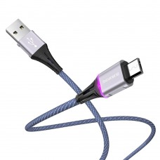 USB кабель Borofone BU25 з індикатором Micro 2.4A 1.2m синій