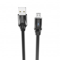 USB кабель Borofone BU12 з індикатором Micro 2.4A 1.2m чорний