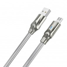 USB кабель Borofone BU12 з індикатором Micro 2.4A 1.2m сріблястий