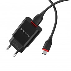Сетевое зарядное устройство  Borofone  BA20A 1 USB 2.1A Micro чёрное
