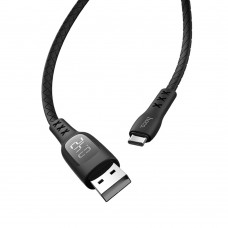 USB кабель Hoco S6 1,2m 3A Type-C з таймером, індикацією струму і напруги чорний