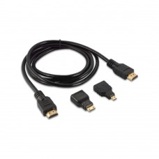 HDMI кабель    1,5m чёрный в комплекте с переходниками miniHDMI и microHDMI