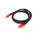 HDMI кабель 3m с нейлоновой оплёткой и позолоченными коннекторами черно-красный