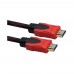 HDMI кабель 3m з нейлоновою оплеткою та позолоченими конекторами чорно-червоний