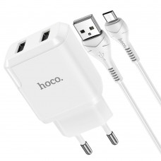 Сетевое зарядное устройство Hoco N7 2 USB 2.1A Micro белое