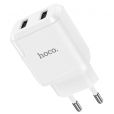 Мережевий зарядний пристрій Hoco N7 2 USB 2.1A біле