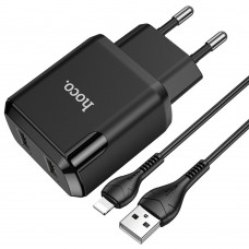 Сетевое зарядное устройство Hoco N7 2 USB 2.1A Lightning чёрное