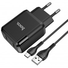 Сетевое зарядное устройство Hoco N7 2 USB 2.1A Type-C чёрное