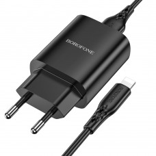 Сетевое зарядное устройство Borofone BN1 1 USB 2.1A Lightning чёрное