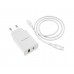 Зарядний пристрій Borofone BA56A USB/ Type-C QC PD білий + кабель Type-C to Lightning