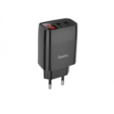 Сетевое зарядное устройство Hoco C86A 2 USB 2.4A с дисплеем чёрное