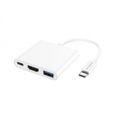 Адаптер Borofone DH4 Type-C - USB 3.0 (F) / HDMI (F) / Type-C (F) PD білий