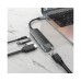 USB Hub Hoco HB23 (HDMI+USB3.0+USB2.0+RJ45+PD) темно-сріблястий