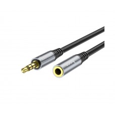 AUX кабель Hoco UPA20 подовжувач TRRS 3.5 - TRRS 3.5 (F) 2m сріблястий