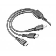 USB кабель Borofone BX66 3 в 1 Lightning/ Micro-USB/ Type-C 2A 1m черный