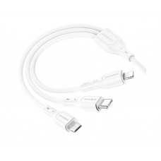USB кабель Borofone BX66 3 в 1 Lightning/ Micro-USB/ Type-C 2A 1m білий