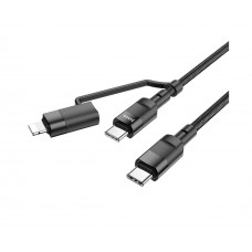USB кабель Hoco U106 1m 2 в 1 20W PD/ 100W Type-C на Type-C/ Lightning чорний