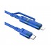 USB кабель Hoco U106 1m 2 в 1 20W PD/ 100W Type-C на Type-C/ Lightning синій